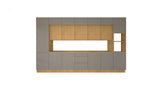 Nexa Küchenzeile KÜ05-L – Beige & Woodline – 420 cm – Großzügige Designküche mit maximalem Stauraum