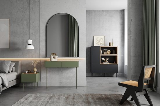 Nachttische 45 - DESIN - Modernes Möbelstück mit Metallbeinen.