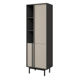 Alsy Hochschrank schmal (Standregal) in Anthrazit / Hellbeige