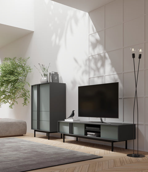 Alsy TV-Lowboard in Anthrazit / Aloe – Ansicht 2