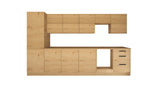 Küchenmöbel-Set KÜ02-L – 360 cm – Moderne Woodline Küchenzeile mit optimalem Stauraum