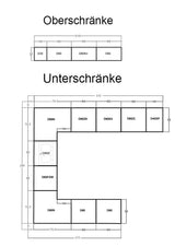 Velmora U-Form Küche KÜ-AS-010 – 310 × 289 × 210 cm – Weiß Hochglanz – mit viel Stauraum und MDF-Fronten