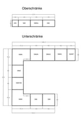 Velmora U-Form Küche KÜ10 – 299,5 × 279 × 199,5 cm – Grau Hochglanz – mit viel Stauraum und MDF-Fronten