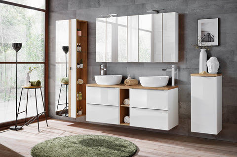 Aufsatzschrank für die Waschtischplatte Caprena Weiß Hochglanz 20 × 57 × 44 cm – Ansicht 3
