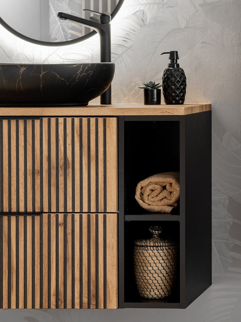 Aufsatzschrank für die Waschtischplatte Xylara Felsgrau 20 × 57 × 46 cm – Ansicht 2