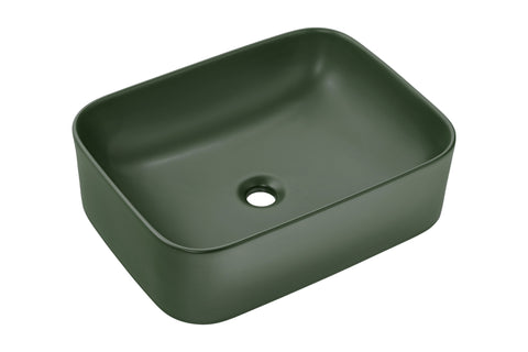 Aufsatzwaschbecken 50,5 × 38 cm – Grün, matt, eckig