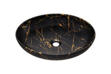 Aufsatzwaschbecken 52 × 39,5 cm – Schwarz, Gold, matt, oval – Ansicht 2