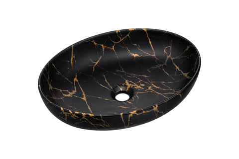 Aufsatzwaschbecken 52 × 39,5 cm – Schwarz, Gold, matt, oval – Ansicht 3