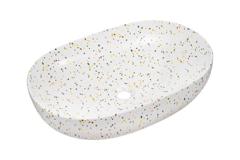 Aufsatzwaschbecken 60 × 41,5 cm – Matt Terrazzo, matt, oval