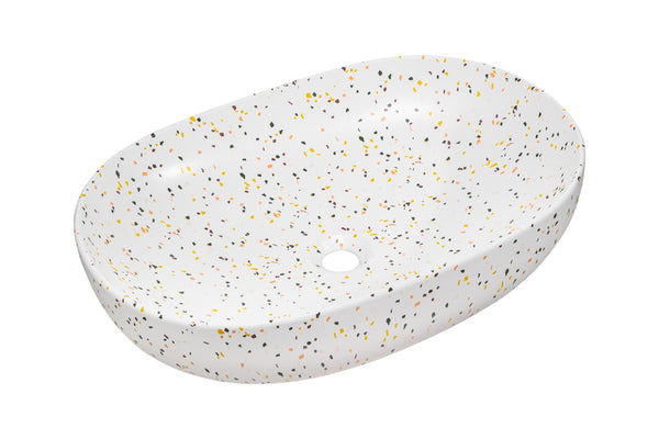 Aufsatzwaschbecken 60 × 41,5 cm – Terrazzo matt, oval