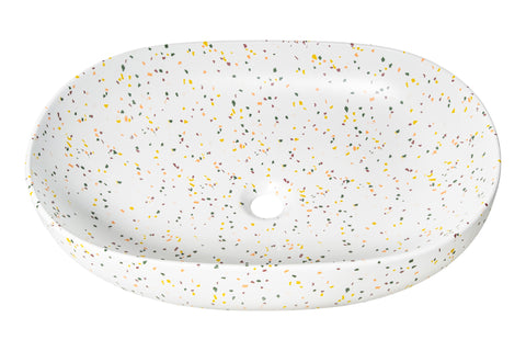 Aufsatzwaschbecken 60 × 41,5 cm – Matt Terrazzo, matt, oval – Ansicht 3