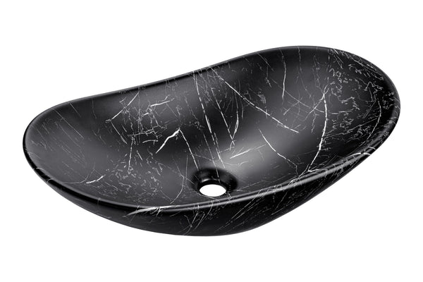 Aufsatzwaschbecken 61,5 × 36 cm – Schwarz, matt, oval