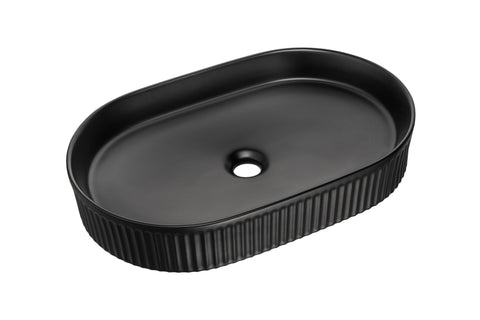 Aufsatzwaschbecken Bellona 56 × 36 cm – Schwarz, matt, oval