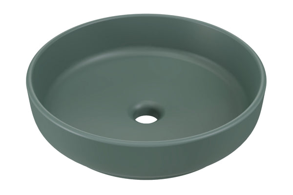 Aufsatzwaschbecken Riva I 40 × 40 cm – Grün, matt, rund – Waldgrün