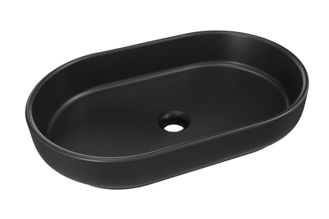 Aufsatzwaschbecken Riva II 55 × 35 cm – Schwarz, matt, oval
