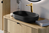 Aufsatzwaschbecken Riva II 55 × 35 cm – Schwarz, matt, oval – Ansicht 4