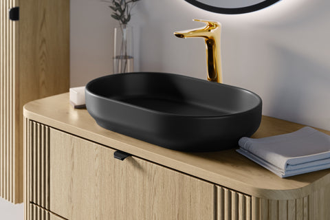 Aufsatzwaschbecken Riva II 55 × 35 cm – Schwarz, matt, oval – Ansicht 4