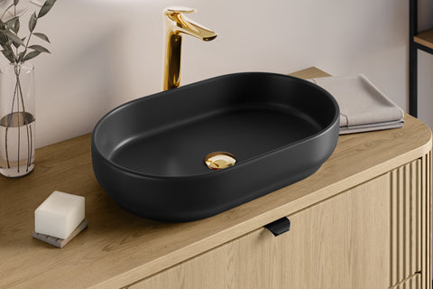 Aufsatzwaschbecken Riva II 55 × 35 cm – Schwarz, matt, oval – Ansicht 5