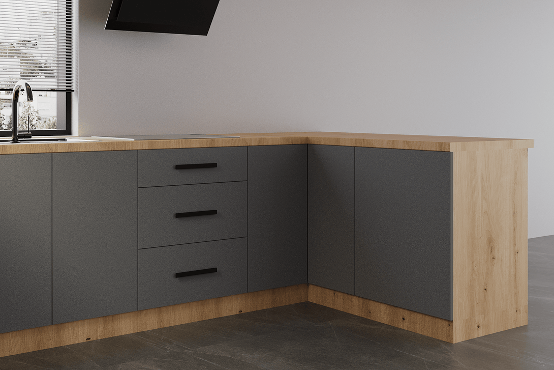 Küchenzeile in U-Form K103-G680 - Langen Grau - Praktisch und stilvoll zugleich - ROYAL24_MARKT