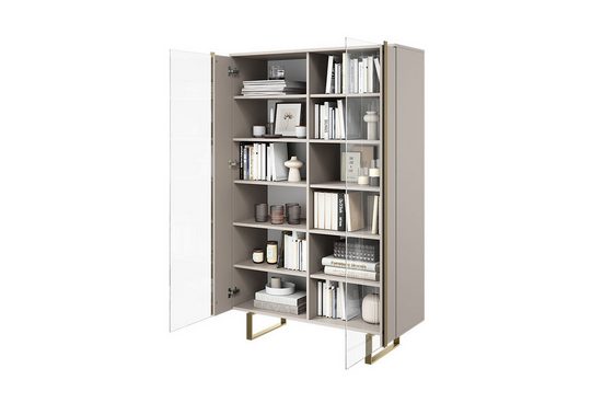 Glasvitrine 120 cm  - VERICA- Zehn Regale für viel Stauraum.