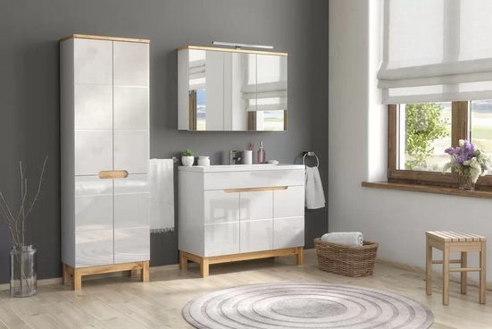 Badezimmerspiegelschrank - Badschrank - Bali White - Elegantes modernes Design.