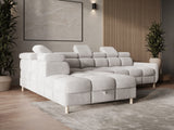 Ecksofa Bun – Hellgrau – Ottomane links