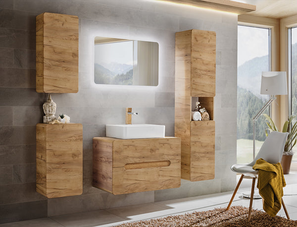 Badezimmer-Hängeschrank Amaris Golden Craft Eiche 35 × 75 × 22 cm mit 1 Tür