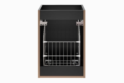 Badezimmer-Hängeschrank Ardena Schwarz matt 40 × 57 × 46 cm mit Wäschekorb – Ansicht 4
