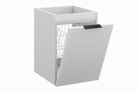 Badezimmer-Hängeschrank Ardena Weiß matt 40 × 57 × 46 cm mit Wäschekorb – Ansicht 3