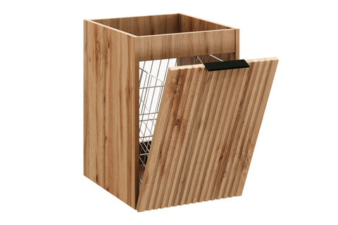 Badezimmer-Hängeschrank Ardena Wotan Eiche 40 × 57 × 46 cm mit Wäschekorb – Ansicht 3