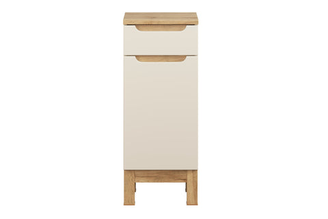 Badezimmer-Hängeschrank Balvina Kaschmir matt 35 × 87 × 33 cm mit 1 Tür und 1 Schublade – Ansicht 2