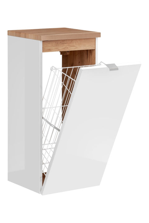 Badezimmer-Hängeschrank Caprena Weiß Hochglanz 35 × 80 × 35 cm mit 1 Tür – Ansicht 2