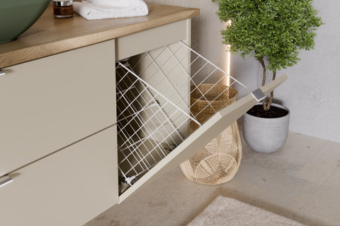 Badezimmer-Hängeschrank Dalvira Kaschmir matt 40 × 50 × 46 cm mit Wäschekorb – Ansicht 6