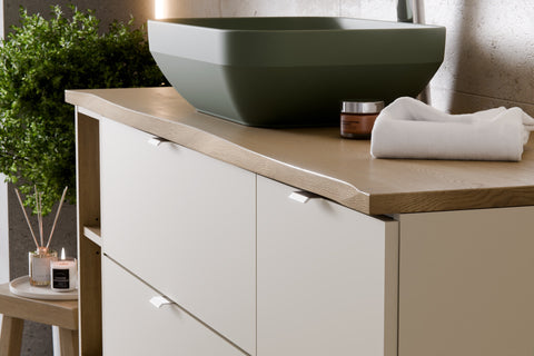 Badezimmer-Hängeschrank Dalvira Kaschmir matt 40 × 50 × 46 cm mit Wäschekorb – Ansicht 7