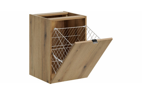 Badezimmer-Hängeschrank Novira Coast Evoke Eiche 40 × 57 × 39 cm mit Wäschekorb – Chrom glänzend – Ansicht 5