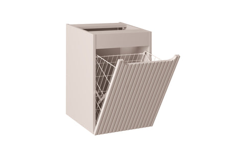 Badezimmer-Hängeschrank Novira Kaschmir matt 40 × 57 × 39 cm mit Wäschekorb – Ansicht 3