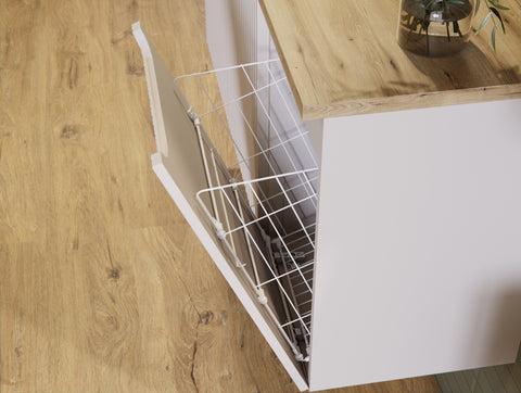 Badezimmer-Hängeschrank Novira Kaschmir matt 40 × 57 × 39 cm mit Wäschekorb – Ansicht 5