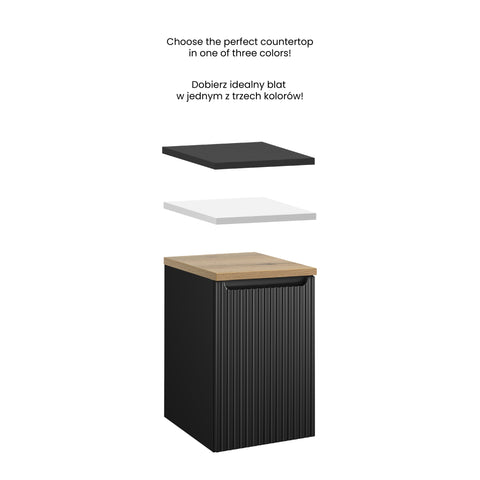 Badezimmer-Hängeschrank Novira Schwarz matt 40 × 57 × 39 cm mit Wäschekorb – Ansicht 7