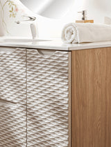 Badezimmer-Hängeschrank Oceana Beige 30 × 57 × 46 cm mit 1 Tür – Ansicht 4