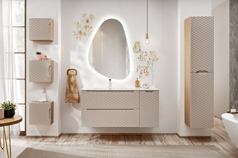 Badezimmer-Hängeschrank Oceana Beige 30 × 57 × 46 cm mit 1 Tür – Ansicht 6