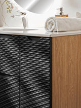 Badezimmer-Hängeschrank Oceana Schwarz matt 30 × 57 × 46 cm mit 1 Tür – Ansicht 4