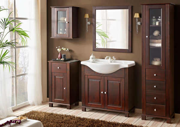 Badezimmer-Hängeschrank Retrano Braun 46 × 83 × 36 cm mit 1 Tür und 1 Schublade