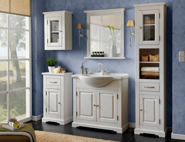 Badezimmer-Hängeschrank Romanza Weiß 45 × 85 × 30 cm mit 1 Tür und 1 Schublade