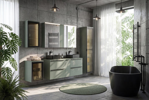 Badezimmer-Hängeschrank Sombrela Schilfgrün 20 × 57 × 46 cm mit 1 Tür – Ansicht 8