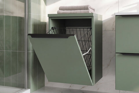 Badezimmer-Hängeschrank Sombrela Schilfgrün 40 × 57 × 46 cm mit Wäschekorb – Ansicht 8