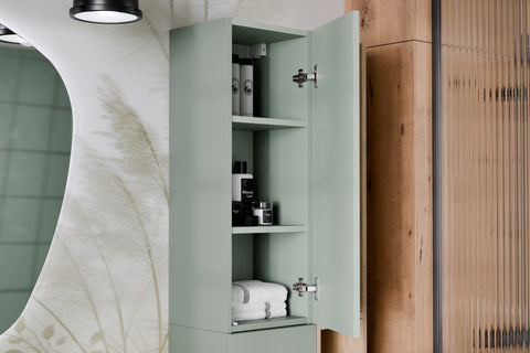 Badezimmer-Halbhochschrank Asteya Grün matt 30 × 80 × 26,6 cm mit 1 Tür – Ansicht 4