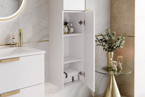 Badezimmer-Halbhochschrank Asteya Weiß matt 30 × 80 × 26,6 cm mit 1 Tür – Ansicht 6