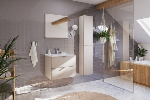Badezimmer-Halbhochschrank Dalvira Kaschmir matt 30 × 80 × 26,6 cm mit 1 Tür – Ansicht 6
