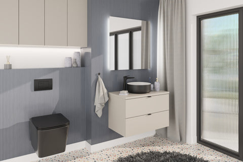 Badezimmer-Halbhochschrank Dalvira Kaschmir matt 30 × 80 × 26,6 cm mit 1 Tür – Ansicht 7