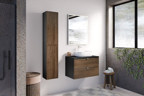 Badezimmer-Halbhochschrank Talvera Casella Eiche 30 × 80 × 18,5 cm mit 1 Tür – Ansicht 5